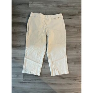 Lane Bryant Cropped Pants Womens 24 Beige Rayon Stretch Flat Front Casual Wear